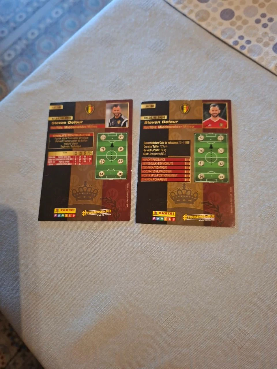 Panini / 2 Cartes de Football / Steven Defour / Les Diables Rouges – photo 2